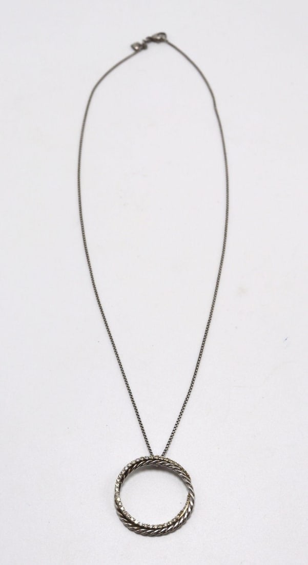 David Yurman Diamond 14Kt & Sterling Silver Crossover Necklace (1 of 7)