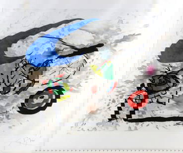 Joan Miro "Pygmies Under the Moon" Lithograph: Joan Miró (Spanish, 1893–1983)Pygmies Under the MoonA lyrical lithograph by Joan Miró, distinguished by the artist’s whimsical forms and poetic use of line and color. Signed in pencil