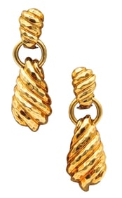 Henry Dunay 18Kt Yellow Gold Large Drop Earrings