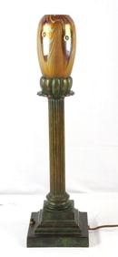 Tiffany Studios Iridescent Glass & Bronze Column Lamp