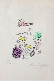 Marc Chagall "King David with Harp" Lithograph