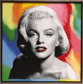 Steve Kaufman (American, 1960-2010) "Marilyn- Glamour" Mixed Media on Canvas