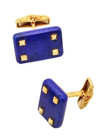 Vintage Cartier Paris 18Kt & Lapis Men's Cufflinks