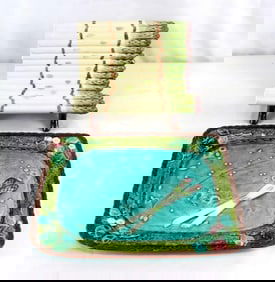 19th C. Luneville Majolica Asparagus Drainer & Plate Set