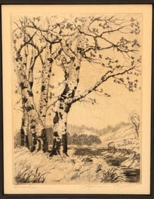 Lyman Byxbe (American, 1886-1980) "Birches" Etching