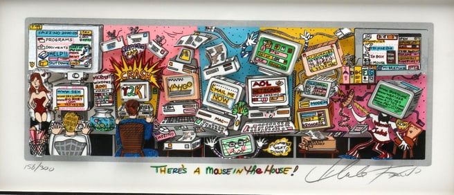 Charles Fazzino "There's A Mouse in the House" 3-D Serigraph