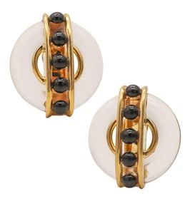 Vintage Cartier - Aldo Cipullo 18Kt Onyx & Rock Crystal Earrings