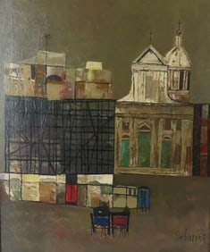 Nicola Simbari "Paesaggio" Oil Painting on Canvas