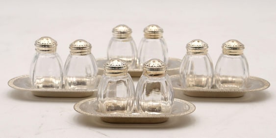 Four Christofle "Malmaison" Sterling Salt & Pepper Shaker Sets