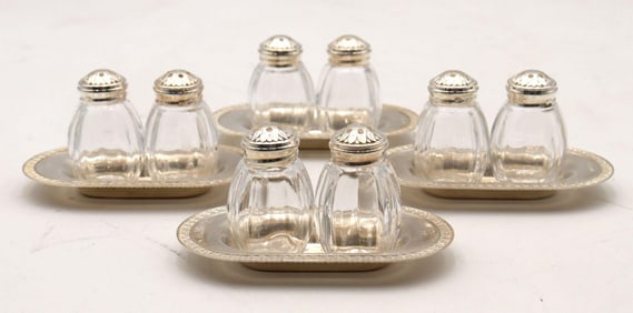 Four Christofle "Malmaison" Sterling Salt & Pepper Shaker Sets