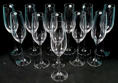 12 Pc. Tiffany & Co. Crystal Champagne Flute Glasses