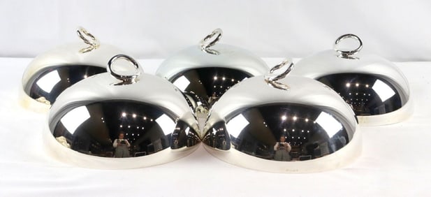 Five Christofle "Vertigo" Silver Plated Cloches