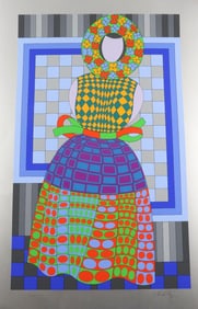Victor Vasarely (Hungarian 1906-1997) "Fille Fleur" Serigraph