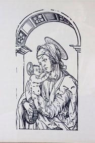 Hans Burgkmair "Virgin & Child Under Arch" Woodcut Engraving