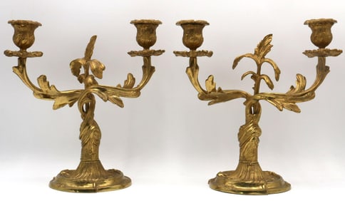 Pair of Early 20th C. Bronze Italian Candelabras