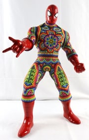 Rick Wolfryd "Spiderman Can" Beaded Sculpture