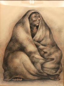 Attr. Francisco Zuniga Charcoal Drawing on Paper