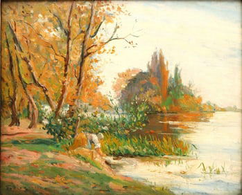 Paul Désiré Trouillebert "Lle De Vaux" Oil on Panel