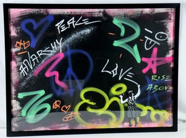 Thierry Ziegler "Lil' Tagging Girl" Stencil, Spray Paint on Paper