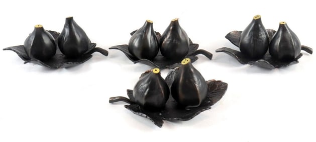 Four Sets of Michael Aram Bronze Fig Leaf Salt & Pepper Shakers