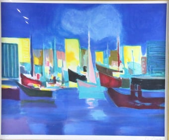Marcel Mouly (French. 1918-2008) "Port Orientale" Lithograph