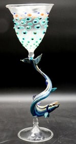 Vintage Hand-Blown Glass Eel Goblet