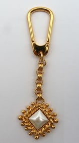 Vintage St. John Gold Tone & Pearl Key Charm