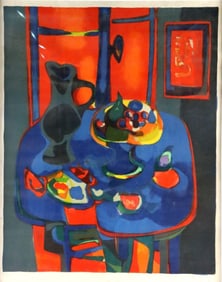 Marcel Mouly "Nature Morte aux Fenetre Rouge" Lithograph