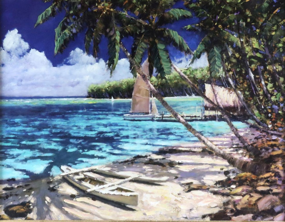 Marko Mavrovich (Croatianj, b.1960) "Solitude in the Pacific" Giclee: Marko Mavrovich (Croatianj, b.1960) "Solitude in the Pacific" Giclee. Signed lower right. Numbered on back. Total measurements with frame - 42" wide x 35" high. Have a similar item to