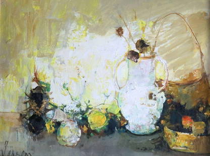Jean Jansem (French 1920-2013) "Nature Morte" Oil Painting on Canvas: Jean Jansem (French, 1920-2013) Nature Morte An oil painting on canvas by Jean Jansem, titled Nature Morte. Signed at the lower left, the composition presents a still life of fruits arranged beside a