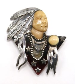 Native American Zealandia Sterling Silver Brooch