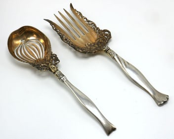 Vintage Sterling Silver Ornate Salad Serving Set