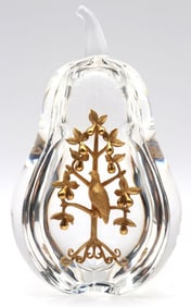 Steuben "Partridge in a Pear Tree" 18Kt & Crystal Sculpture