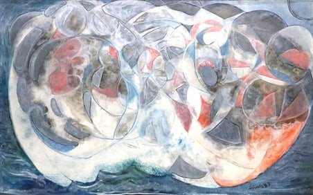 Avinash Chandra (Indian, 1931-1991) "Black Holes" Oil Painting on Canvas
