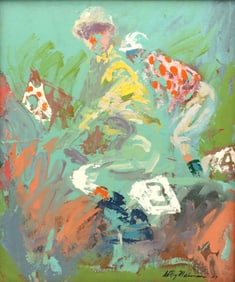 LeRoy Neiman (American 1921-2012) "Two Jocks" Oil Painting on Masonite