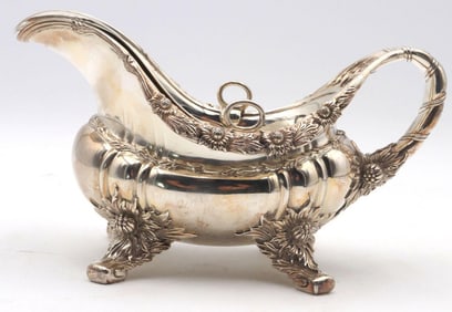 Tiffany & Co. "Chrysanthemum" Sterling Sauce Boat & Liner