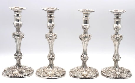 Set of Four George III Sterling Silver Candlesticks