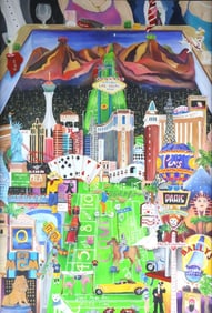 Linnea Pergola "Las Vegas" Oil Painting on Board