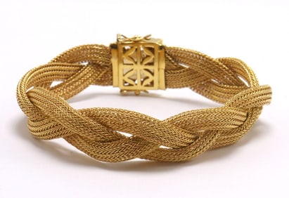 Vintage French 18Kt Yellow Gold Braided Bracelet
