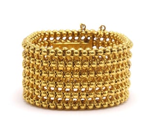 1930's French 18Kt Yellow Gold Thick Ladies Bracelet