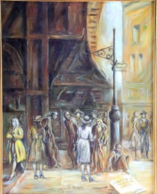 Attr. Reginald Marsh Oil Painting on Canvas