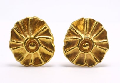 Rare Lalaounis 18Kt Shell Motif Ladies Earrings