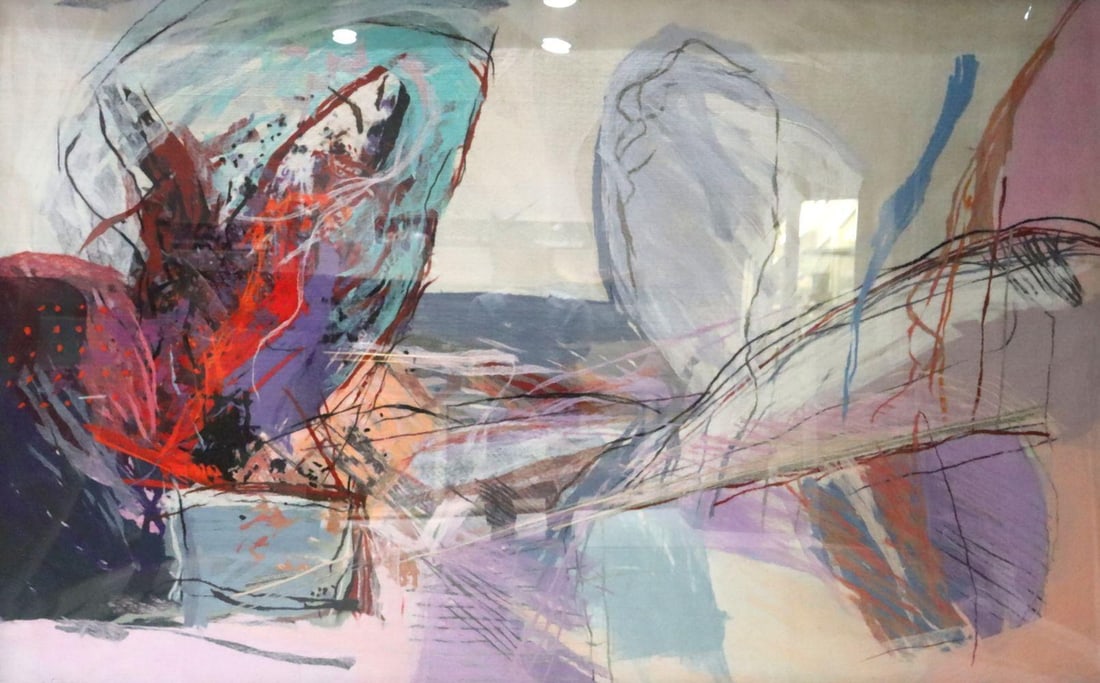 Calman Shemi (Argentinian, b. 1939) Expressionist Wool Tapestry, Framed: Calman Shemi (Argentinian/Israeli, b. 1939) Expressionist Wool Tapestry A monumental wool tapestry by Calman Shemi, signed at the lower left. Measuring approximately 93 x 60 1/2 in. including frame, t