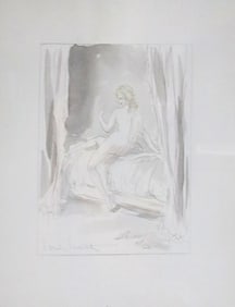 After Louis Icart "Le Nuit et le Moment" Watercolor Etching on Paper