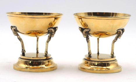 Eary 19th C. Austrian Vermeil Sterling Silver Salt Cellars