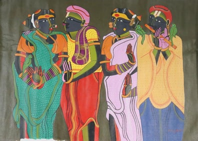 Attr. Thota Vaikuntam (Indian, B. 1942) Acrylic on Canvas