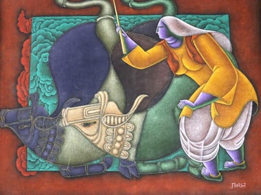 Attr. Satish Gujral (1925-2020) Acrylic Painting on Canvas