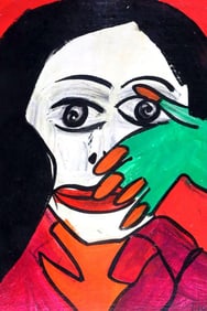 Peter Robert Keil "The Face" Acrylic Painting on Panel