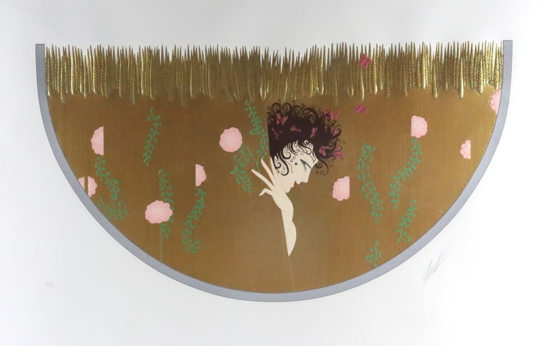 Erte "Harvest" Gold-Foil Serigraph: Erte (Romain de Tirtoff, Russian/French, 1892–1990) Harvest A gold-foil serigraph by Erte, titled Harvest. Hand-signed in the lower right and numbered XCI/CCL from the edition of 25