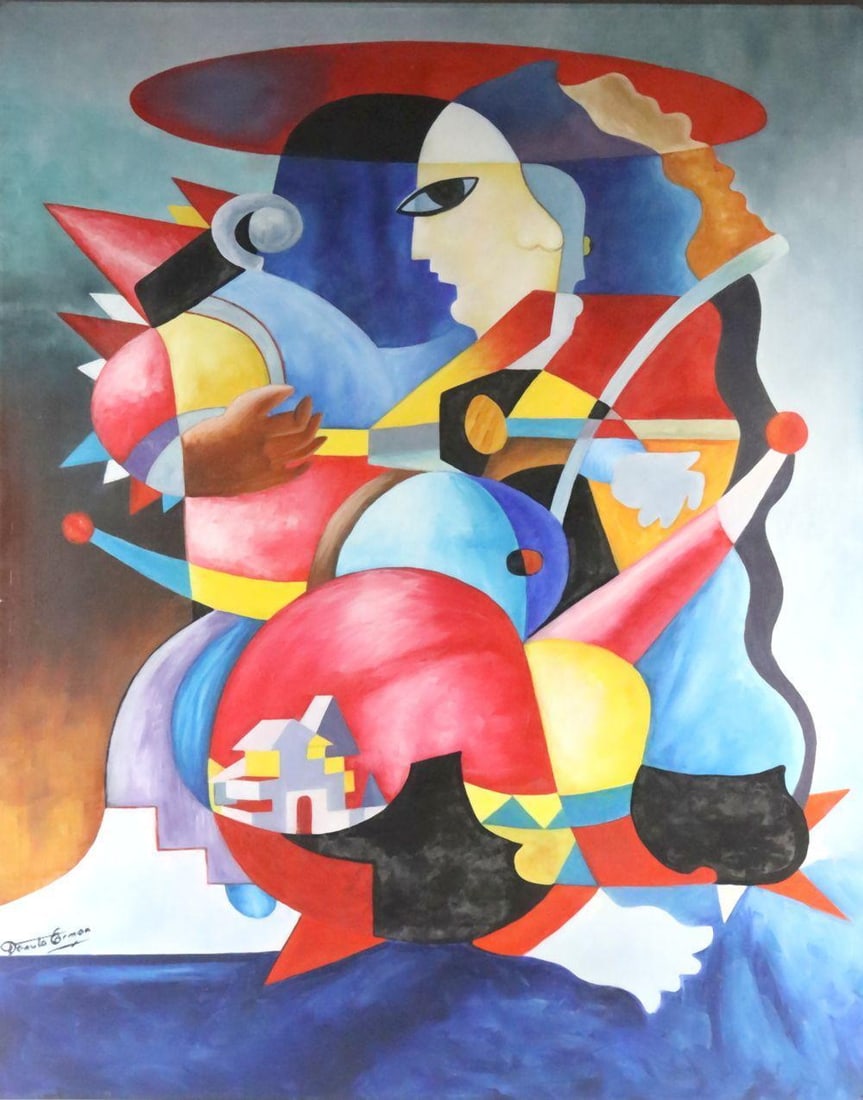 Danuta Erman Large Cubist Impressionism Oil Painting on Canvas (1 of 8)